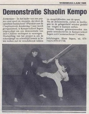 4 juni 1986 — Demonstratie Shaolin Kempo