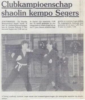 Streekblad, 17 juni 1988 — Clubkampioenschap Shaolin Kempo Segers